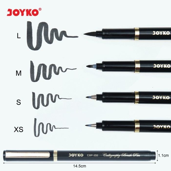 

Calligraphy Brush Pen Pena Kuas Kaligrafi Joyko CBP-332-4 1 Set 4 Pcs