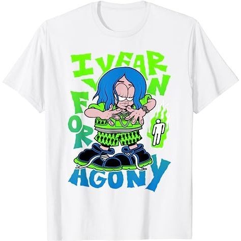 BAJU KAOS Billie Eilish Official Agony White T-Shirt