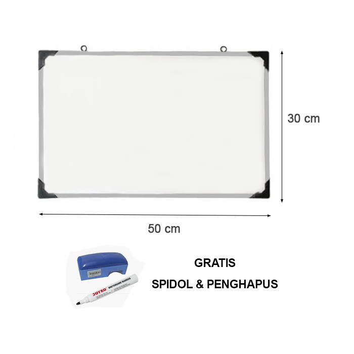 

Papan Tulis [30x50cm] / White Board Whiteboard Paket Spidol Penghapus Alat Tulis Papan Putih Hitam