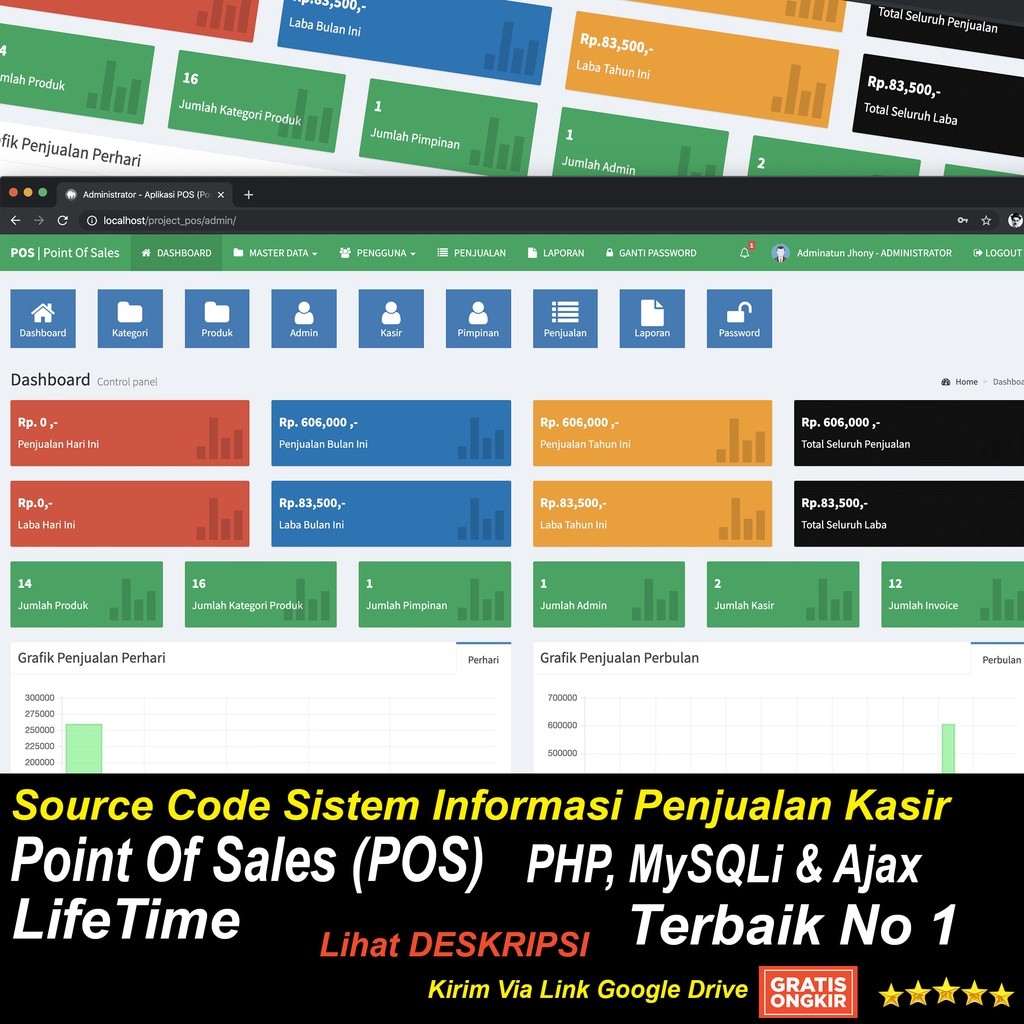 Source Code Sistem Informasi Penjualan Kasir Point Of Sales (POS) PHP, MySQLi & Ajax
