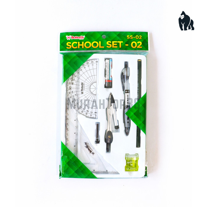 

PRODUK TERLARIS Butterfly School Set 02 / Paket Alat Tulis Penggaris Busur Jangka Pen
