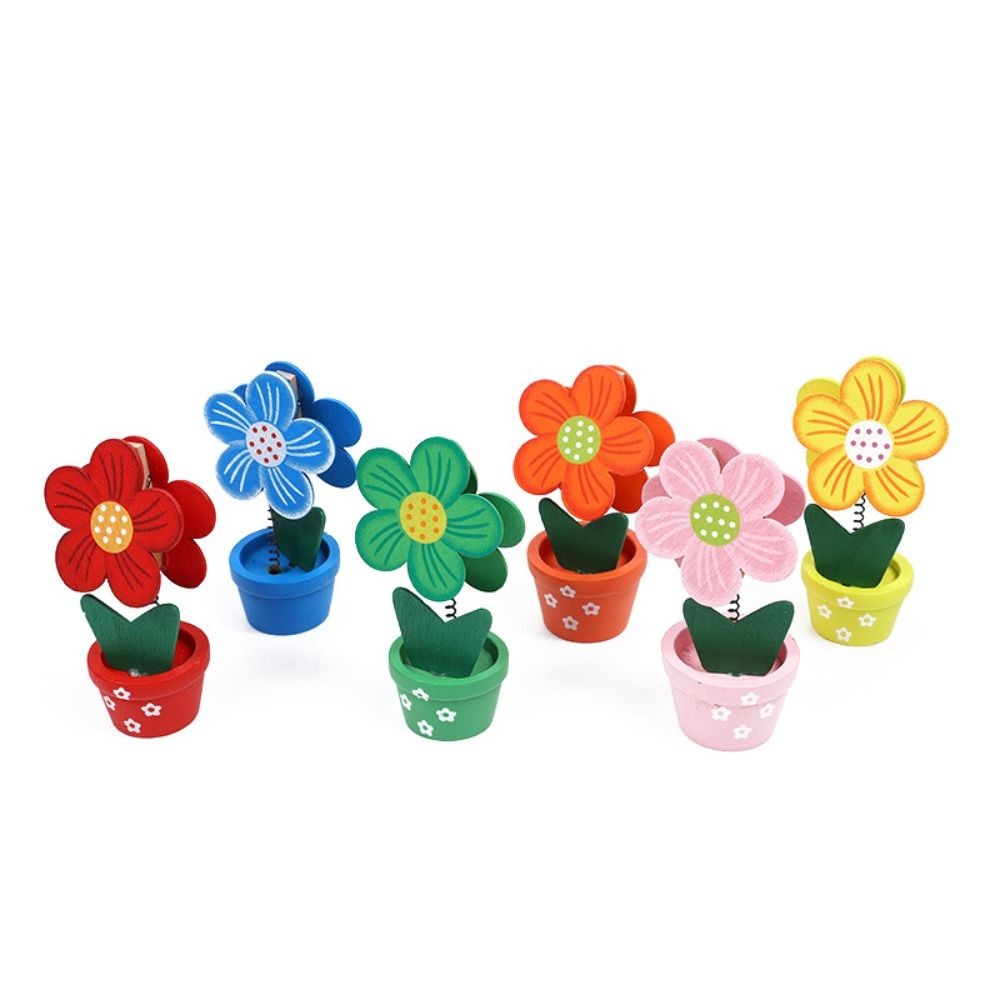 

Cute Flower Wooden Photo Note Holder with Clip Name Card Message Memo stand Desk Decoration Office Stationery organizer