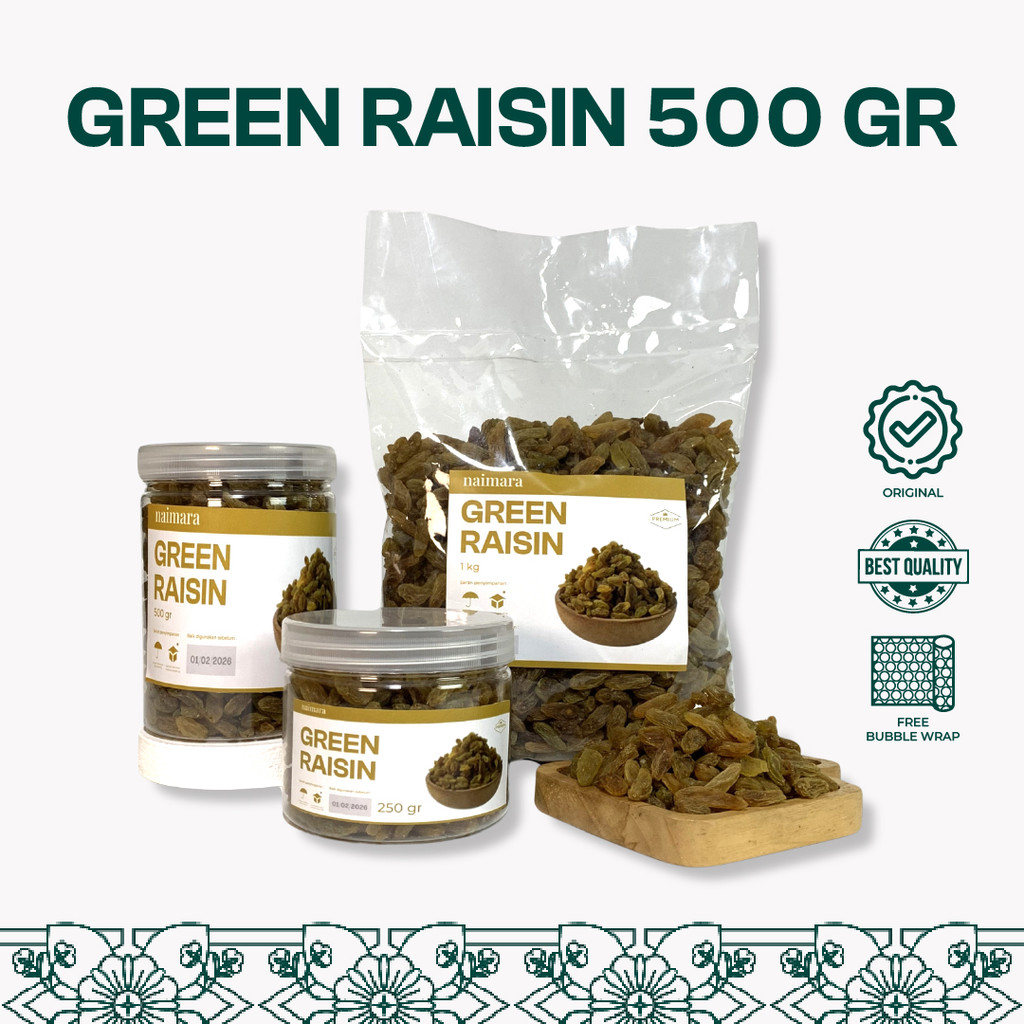 

KISMIS GREEN RAISIN ORIGINAL 500GR KISMIS HIJAU PREMIUM OLEH OLEH HAJI DAN UMROH