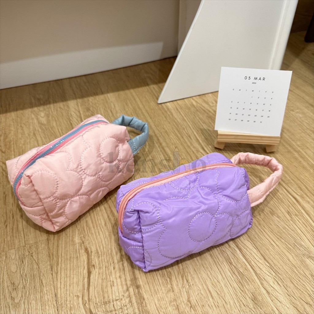 

Kensho Kotak Pensil Sleting Motif Bunga Flower Handle Pastel / Pouch Makeup Aesthetic / Tas