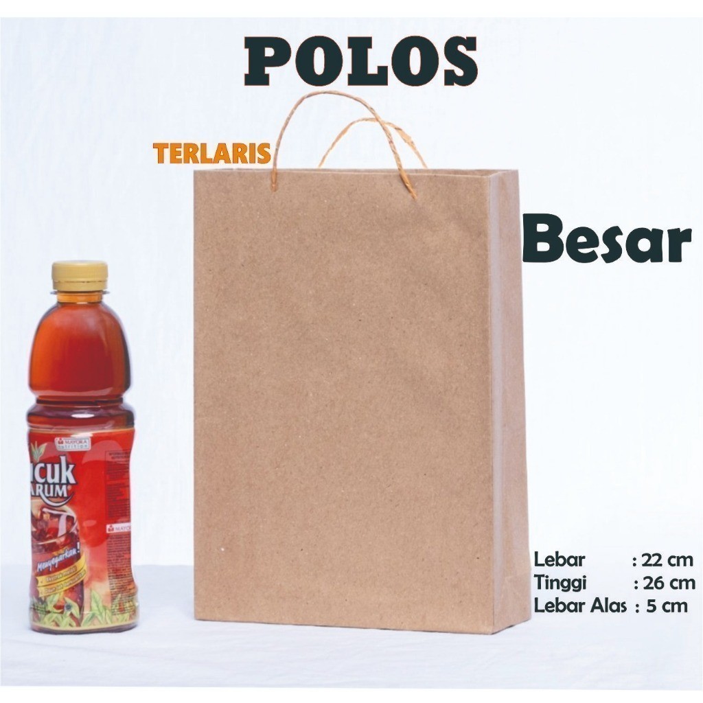 

PAPER BAG POLOS BESAR KW II / PAPERBAG POLOS 22cm X 26cm X 5cm / TAS KERTAS PERNIKAHAN KADO