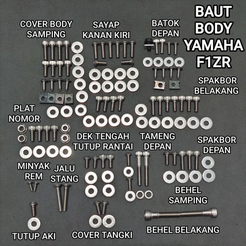 Baut Body Baut L Set Body Luar Fizr Fisr F1ZR Full Stainless Asli SS304 SS304