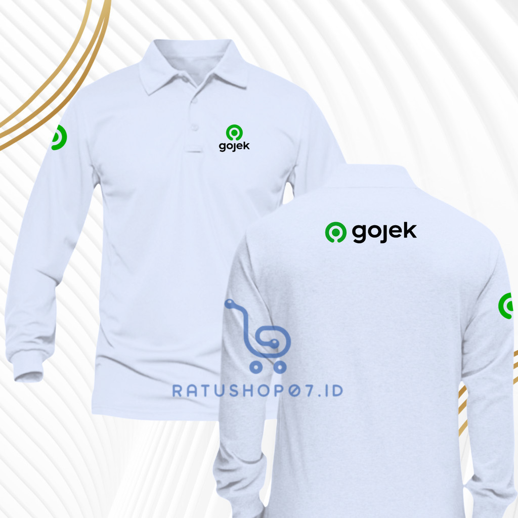 Baju Kaos Poloshirt Lengan Panjang Pria dan Wanita Logo Tukang Gojek Seragam Kerja Driver Ojek Onlin