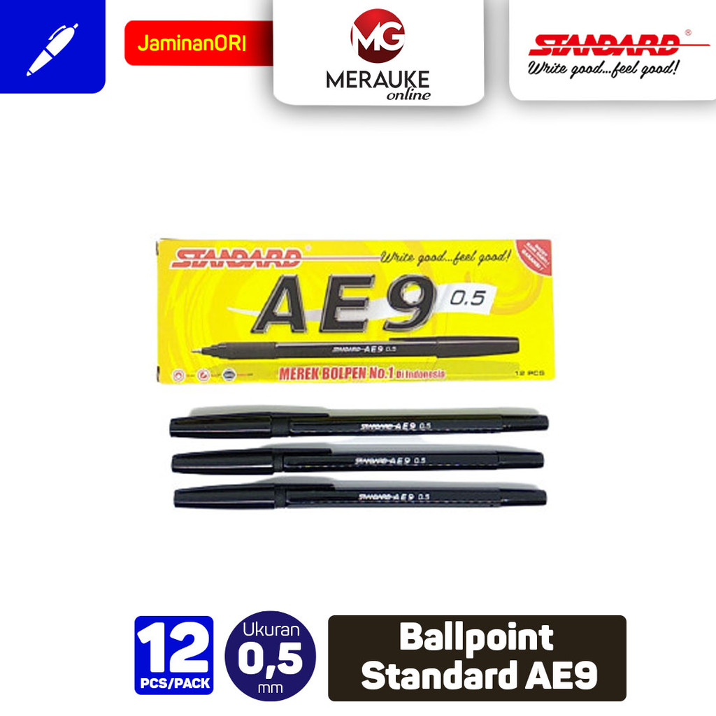 

HJK Ballpoint STANDARD AE9 - Hitam 12 Pcs