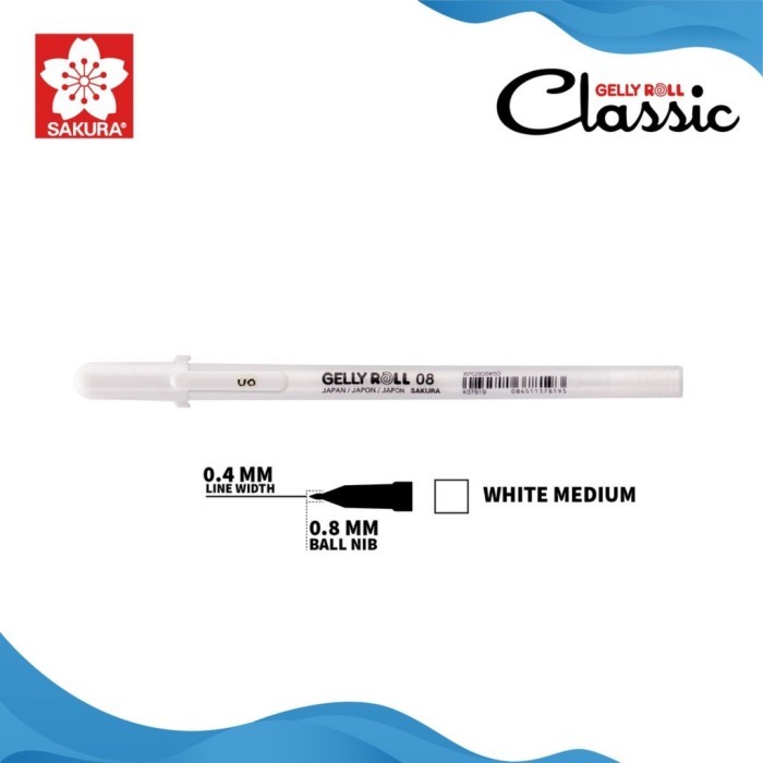 

Pulpen Sakura Gelly Roll Classic White Gel Pen Bolpen Gelly Roll - 10 BOLD WHITE