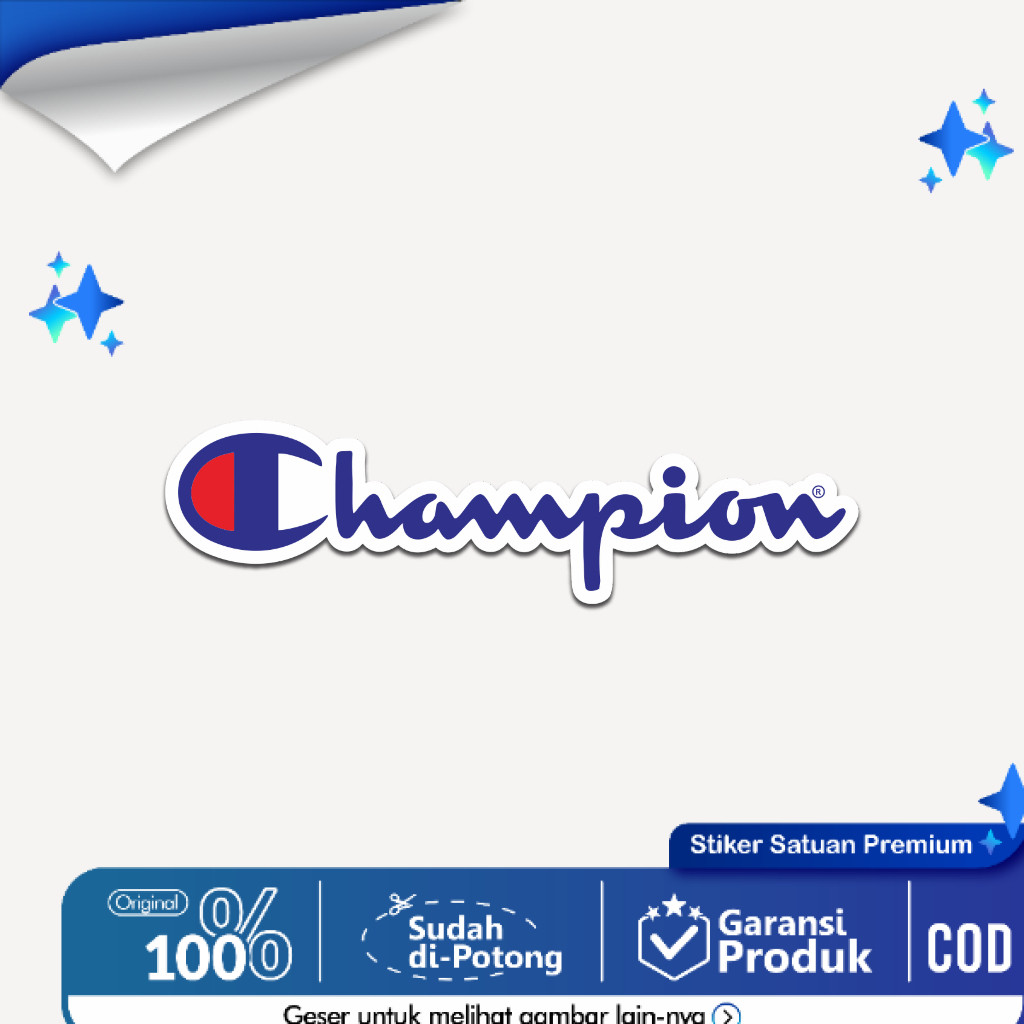 

Sticker Logo Brand Distro Champions Vinyl Glossy Stiker Helm Laptop Hp Notebook
