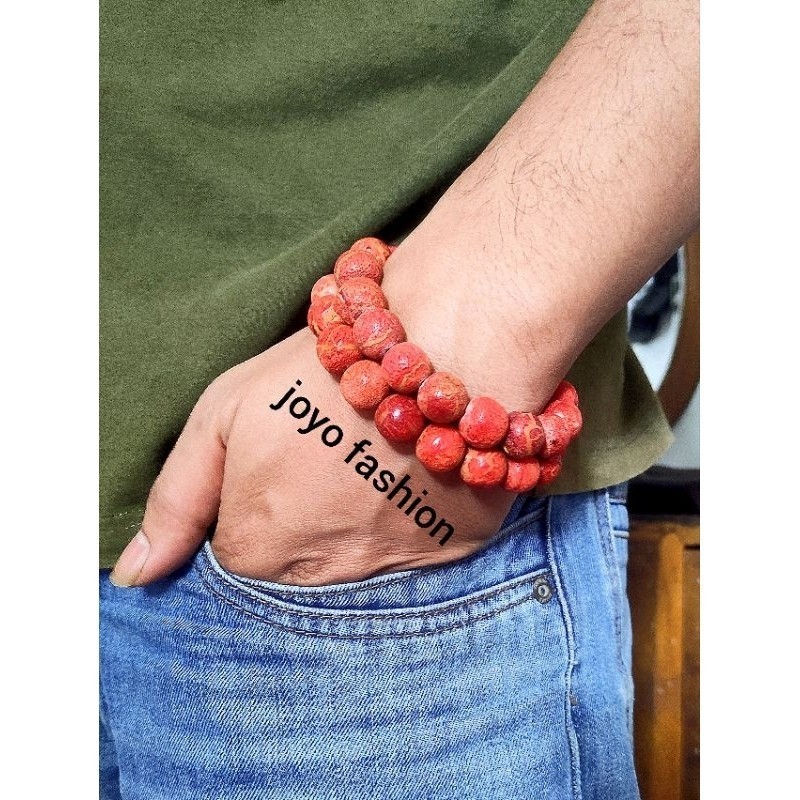 GELANG TASBIH BATU MARJAN LAUT MERAH NATURAL