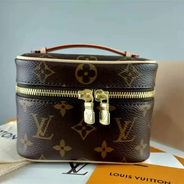 【bekas asli】（ M44936） Louis Vuitton NICE NANO tas kosmetik/tas kotak/tas tangan ritsleting ganda
