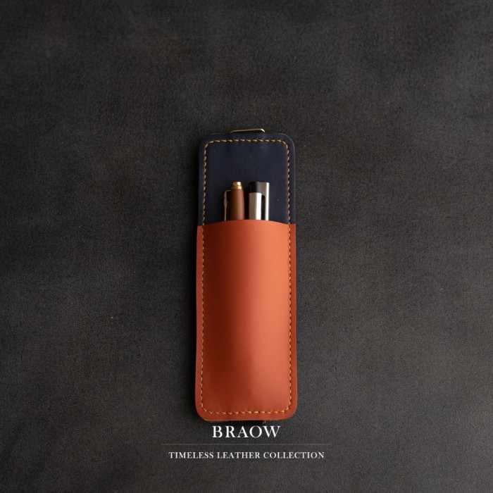 

Braow Goods | Book Band Pan Case | Kotak Pensil Kulit Asli - Back Tan