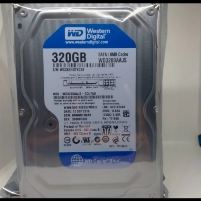 Hardisk 320 GB WD blue sata 3.5 HDD internal PC computer HARDISK BLUE SECOND BEKAS
