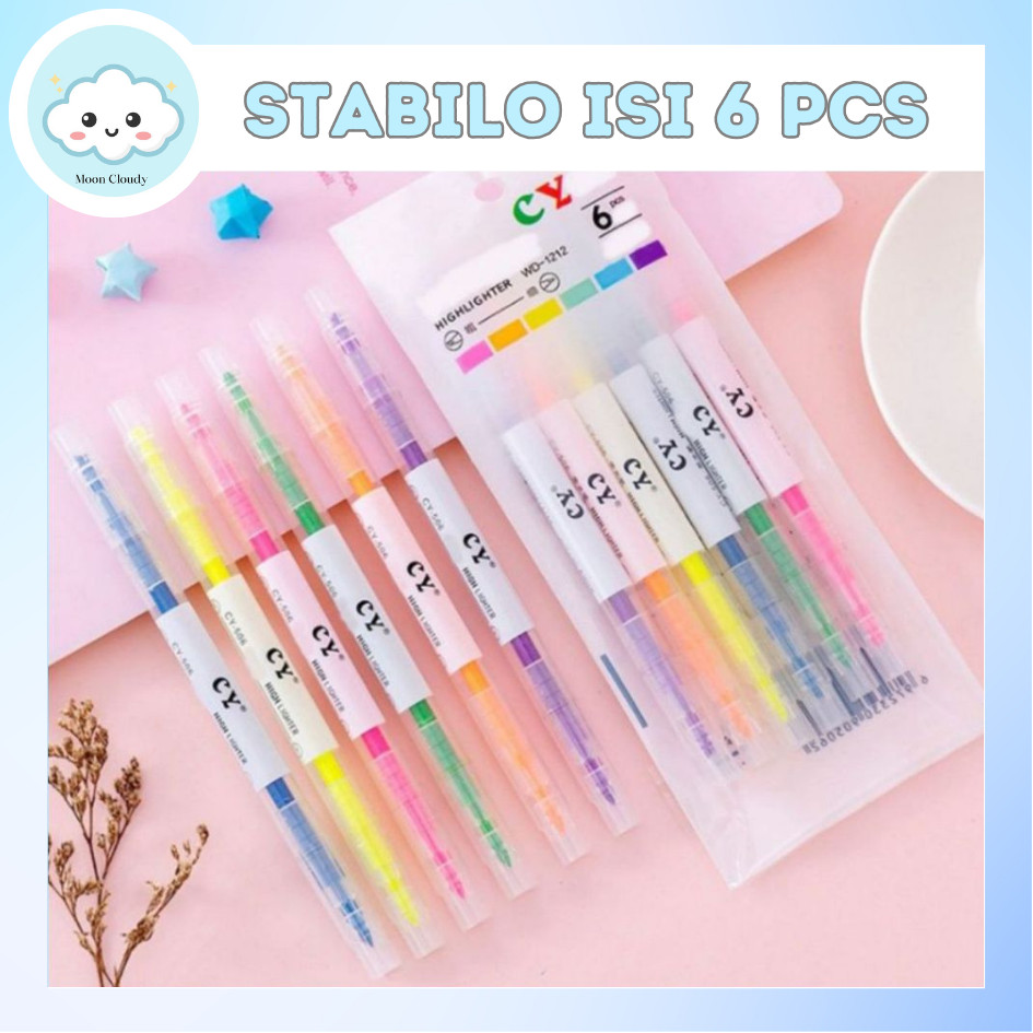 

Stabilo 2 Sisi (1 Pack Isi 6pcs) Highlighter Colorful Perlengkapan Alat Tulis Kantor Sekolah Anak Spidol Panjang Multicolor Untuk Mewarnai Penanda Kalimat Penting Murah Bermanfaat