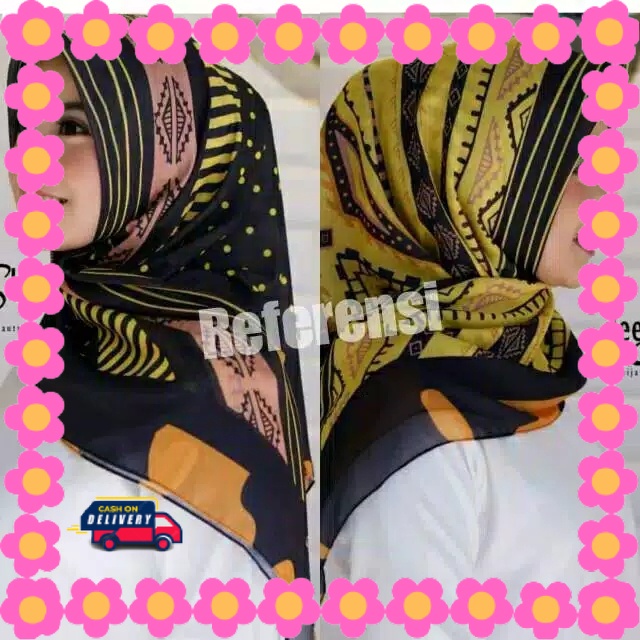 HIJAB WANITA MUDA CASUAL Pashmina Girly Syar i JUMBO / COD Segi empat Denay KW Voal Motif Best selle