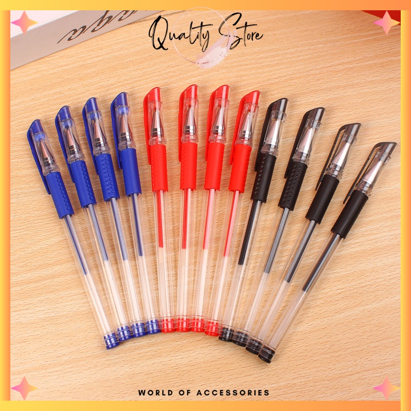 

QS - 12PCS / LUSIN PULPEN GEL 0.5MM / PENA GEL 0.5MM HITAM BIRU MERAH