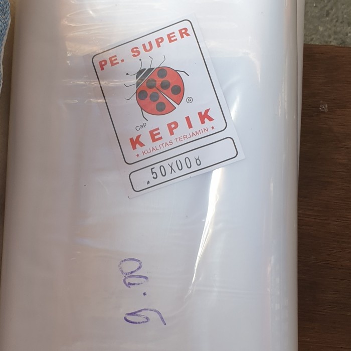 Plastik PE Roll Bening lebar 50 cm tebal 0,8 mikron ORI