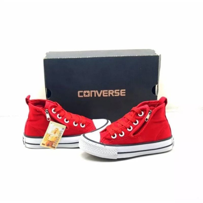 Sepatu Converse Anak Zipper Sleting  Sepatu Sekolah Hitam - Zipper Hitam, 28,29
