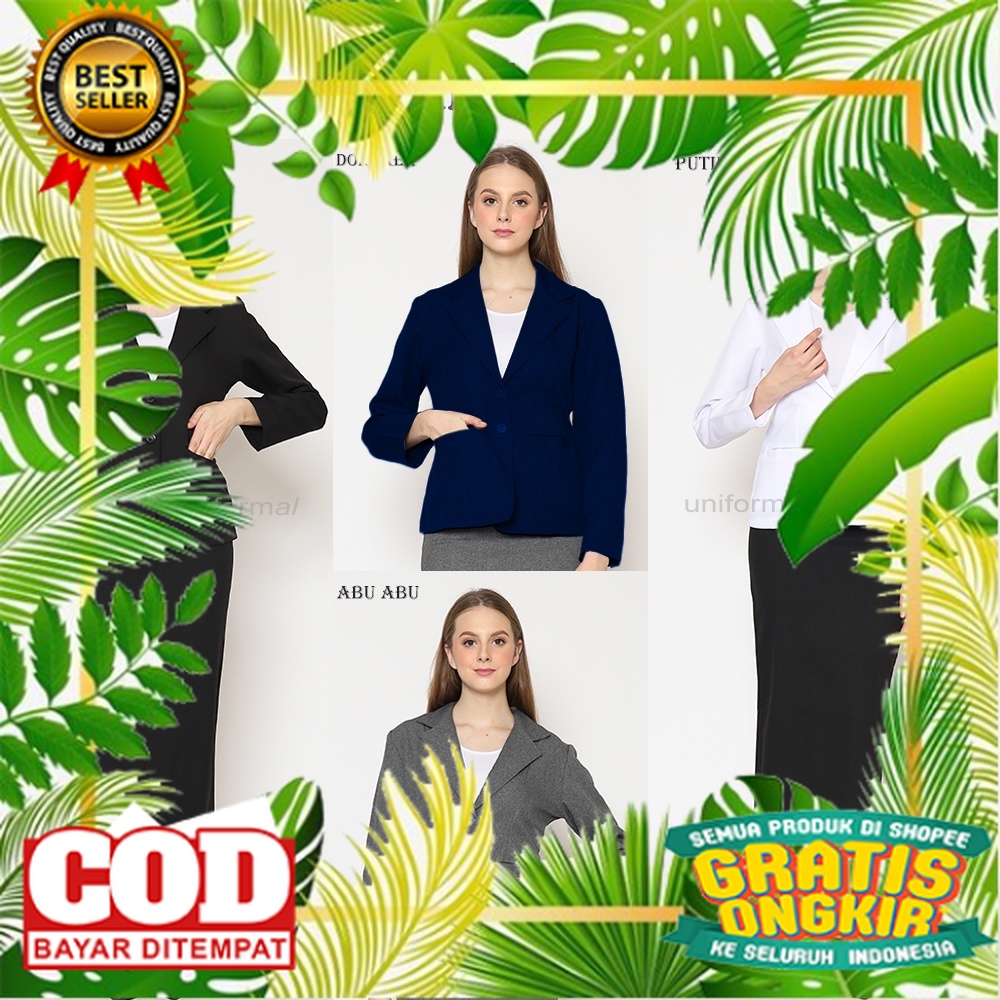 PAKAIAN BLAZER MODEL TERKINI MURAH /Blazer Formal Wanita, HITAM PUTIH ABU DONGKER S-5L JUMBO BIG SIZ