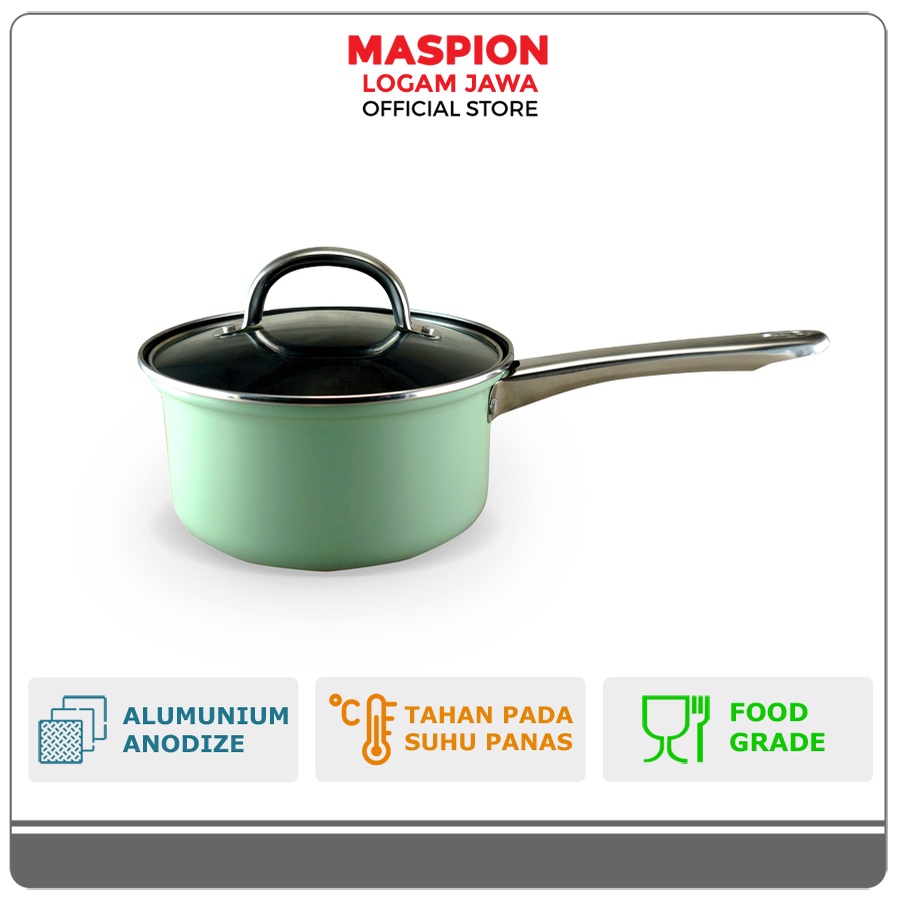 Maspion Panci Alumunium Saucepan Ebonite Sage Single Handle
