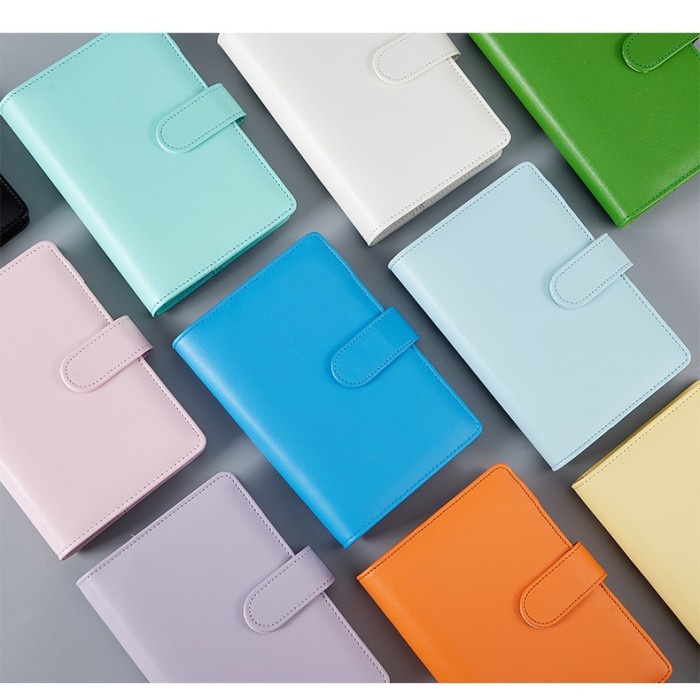 

binder a6 kulit sintetis 6 ring binder keuangan tabungan warna macaron - Orange