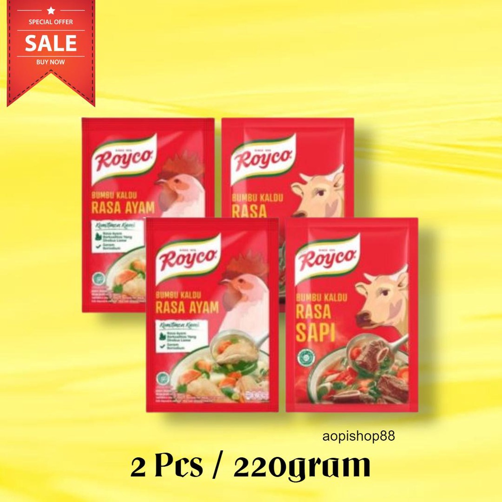 

ROYCO BUMBU KALDU 4 PCS UKURAN 220GRAM / ROYCO PENYEDAP RASA SAPI & AYAM - GOB