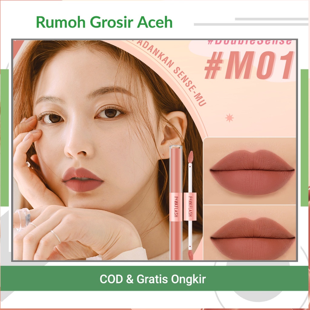 {ACEH} Pinkflash Duo Lip Gloss Ultra Matte & Velvet Lip PF L13 - D01 | OMBRE