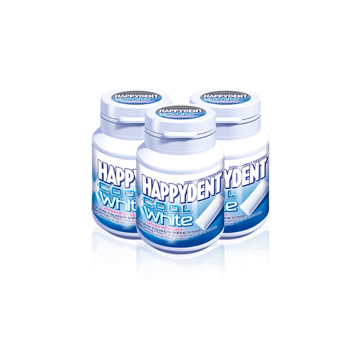 

✨PROMO✨ -Happydent Cool White 123.2g - Permen Karet Rasa Mint (3 Bottles)