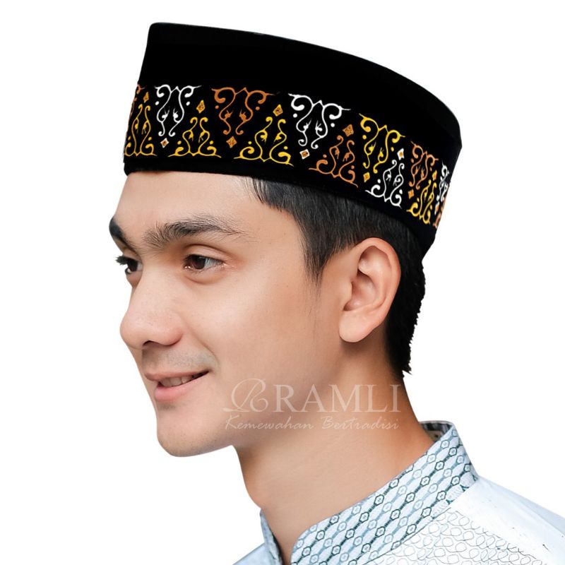 Peci Songkok Hitam Lukis RAMLI Motif Gayo Aceh AC Tinggi 9