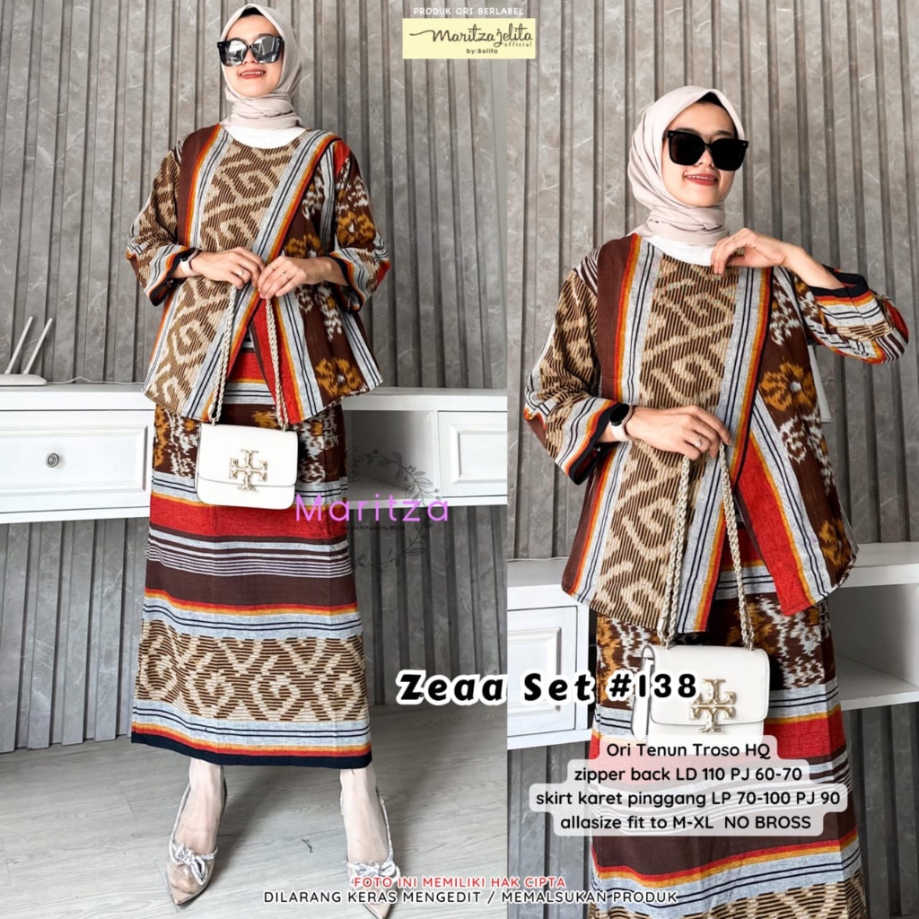BAJU SETELAN WANITA ETNIK BATIK TENUN ZEAA#138 SETELAN / 18.10 / ONESET TENUN TROSO / LD 110 / SETEL