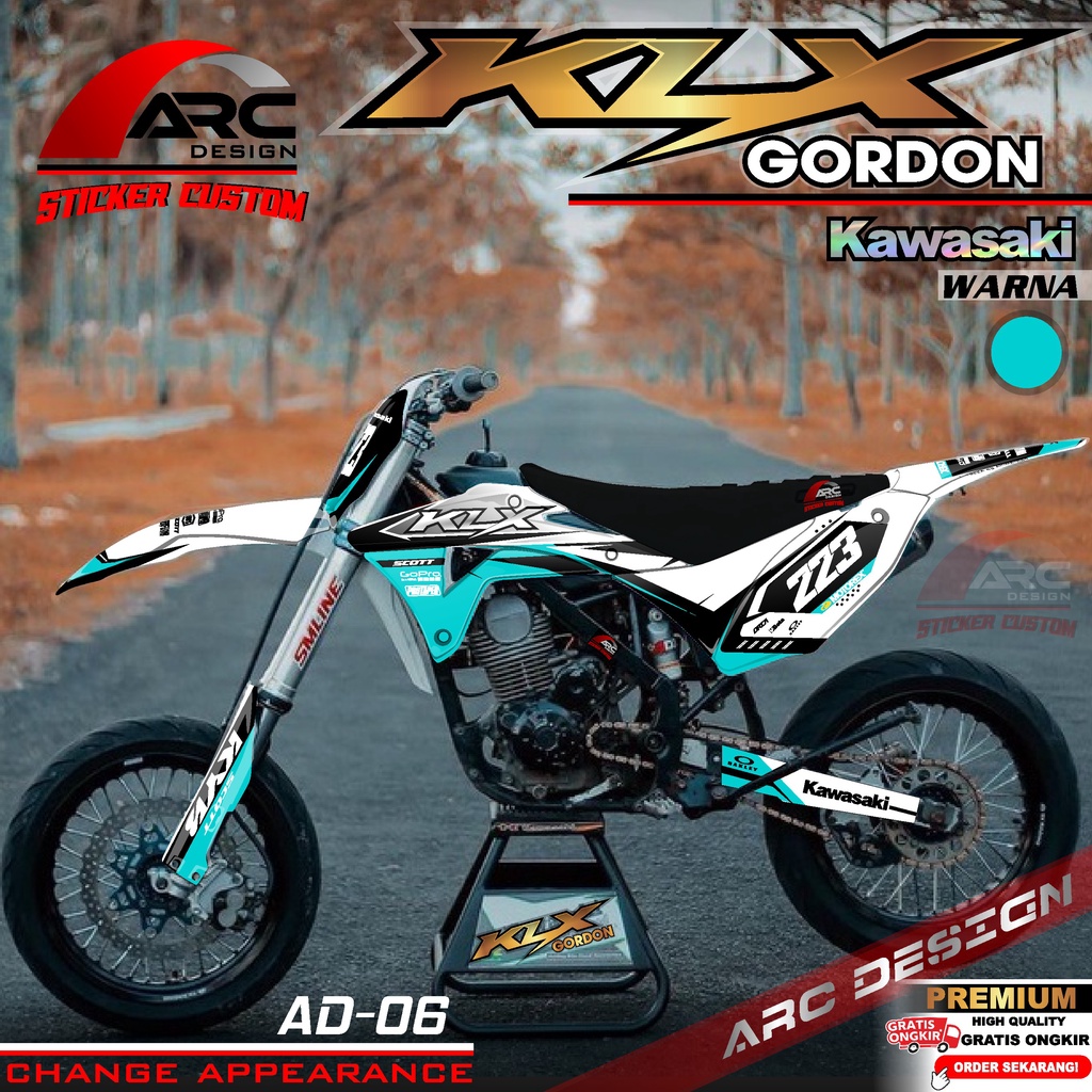 (PROMO COD) TERBARU Decal Sticker Motor Cross KLX Gordon New Fullbody Motif Custom Trail Supermoto R