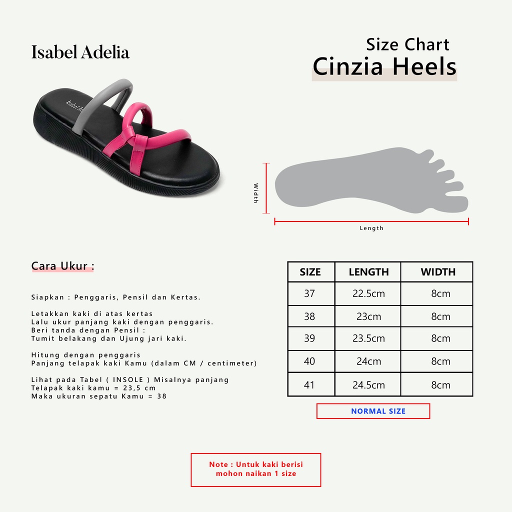 Isabel Adelia Sendal CINZIA Sandal Slop Wanita Fuschia Hitam Putih