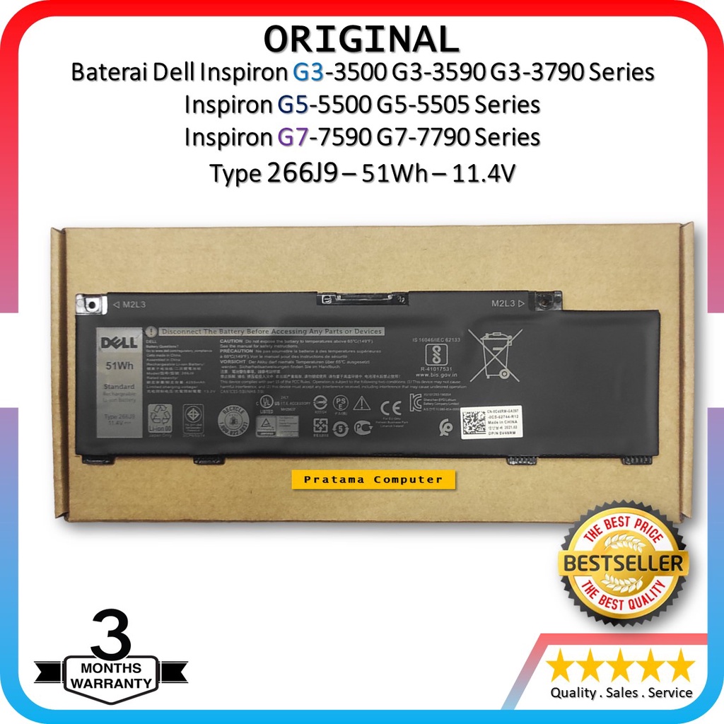 Baterai Original Dell Inspiron G3-3500 G3-3590 G3-3790 266J9