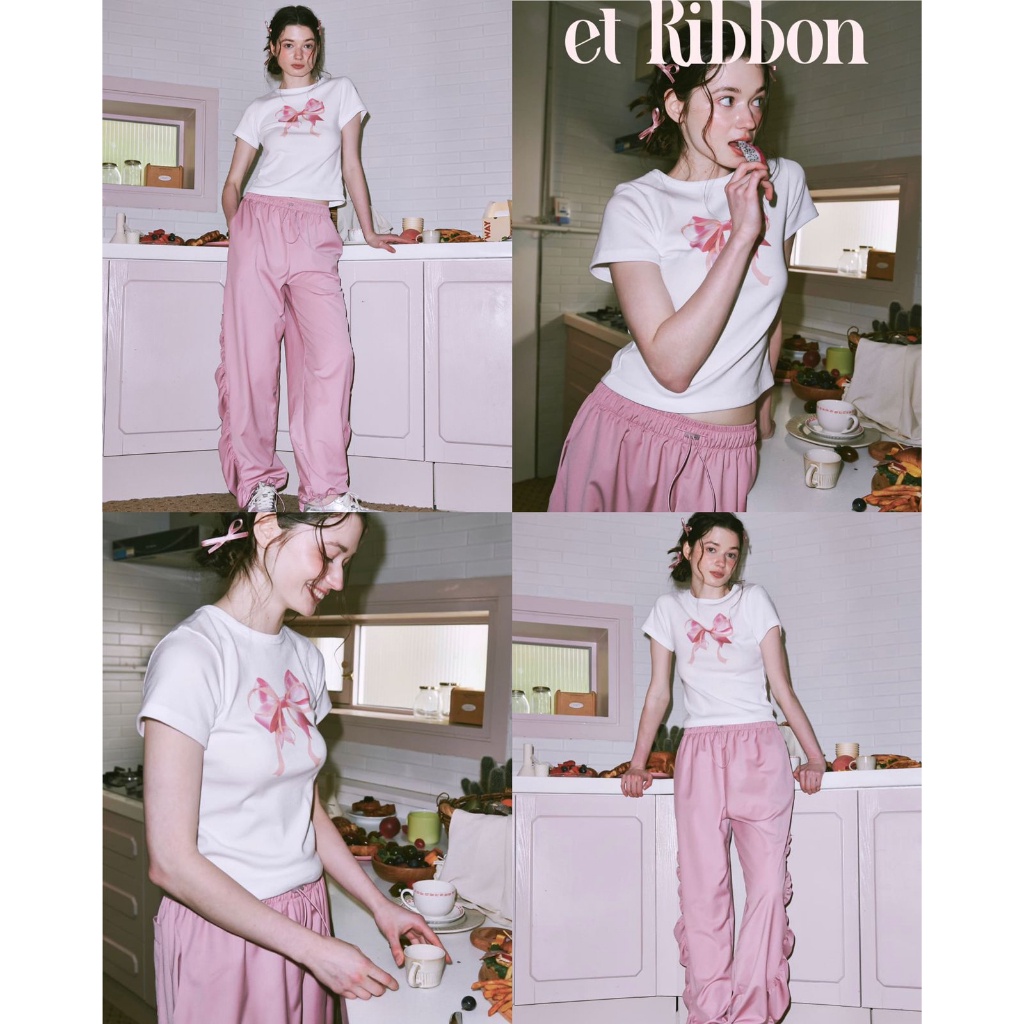 Ron Ron Double Ribbon Crop T-shirt // Fashion Branded //