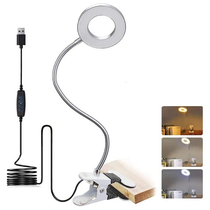 Lampu Charge Usb/Lampu Meja Belajar Led Jepit/lampu Meja Led