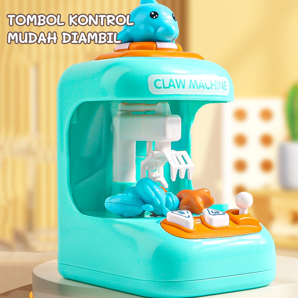 Tatajoy Mesin Capit Mini Mainan Mesin Capit Dengan Musik Dan Lampu Mainan Claw Game Anak Edukasi Permainan Doll