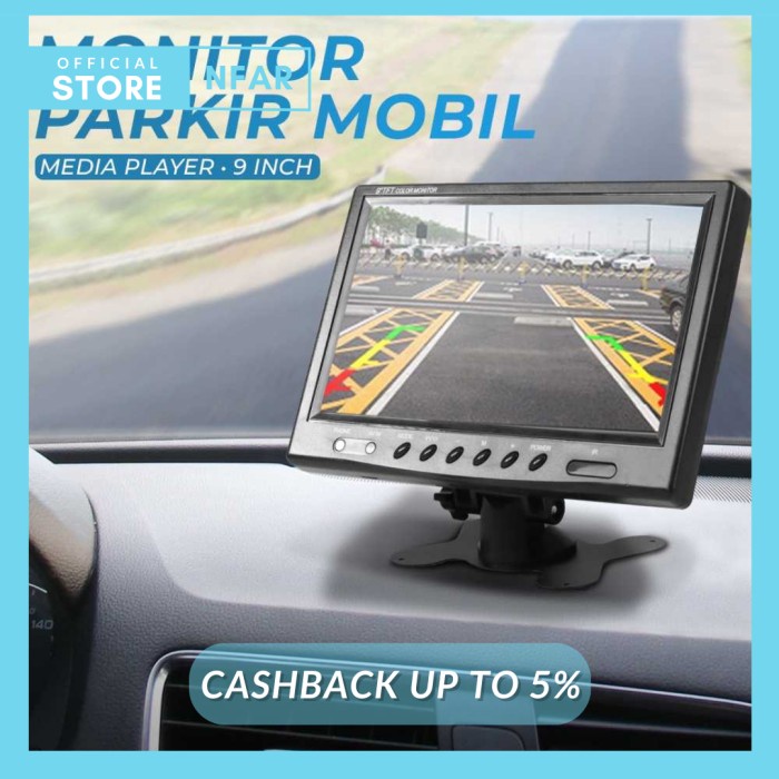 Monitor Parkir TFT 9 Inch Monitor Mobil TFT Rear View LCD DVD