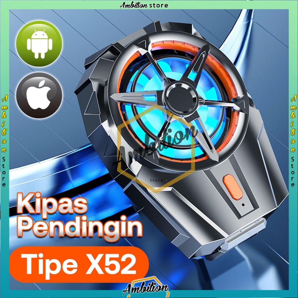 X52 Pendingin HP Untuk Game Fancooler HP Kipas Wireless Gaming Radiator Mobile Phone Game Cooler HP 