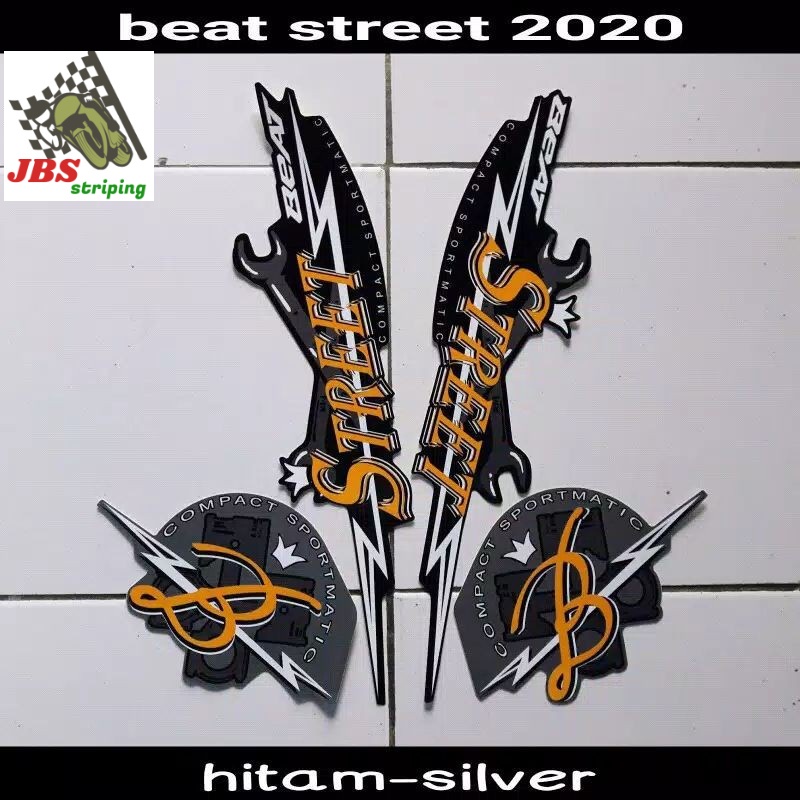 striping beat stiker beat honda beat street led thn 2020 2021 hitam silver lis body beat