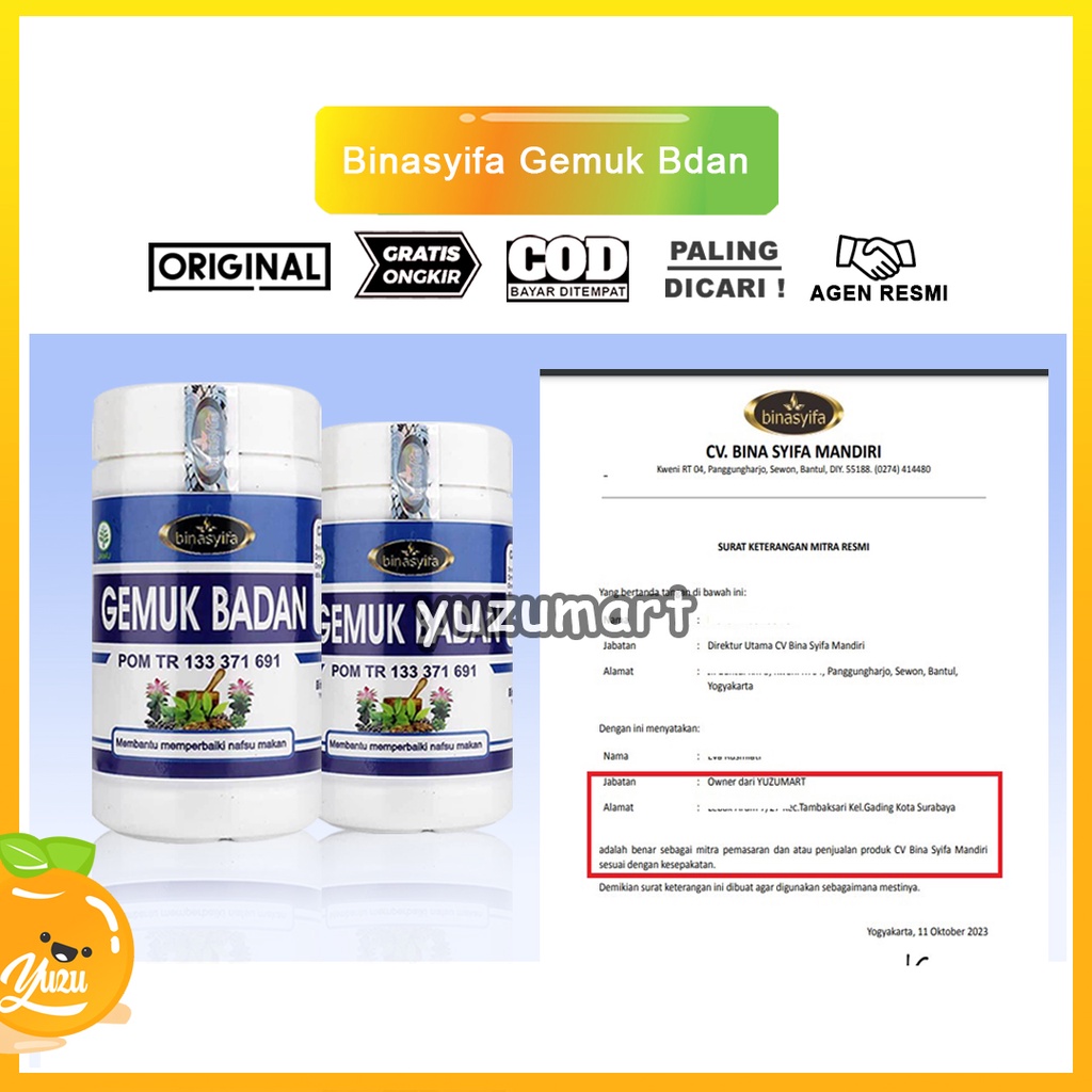 Binasyifa Obat Gemuk Badan BPOM Original - Kapsul Penggemuk Badan