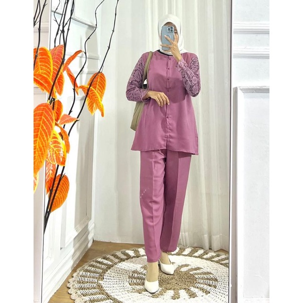 ONE SET AYANA/ SETELAN AYANA MOSCREP/ SETELAN LENGAN BRUKAT