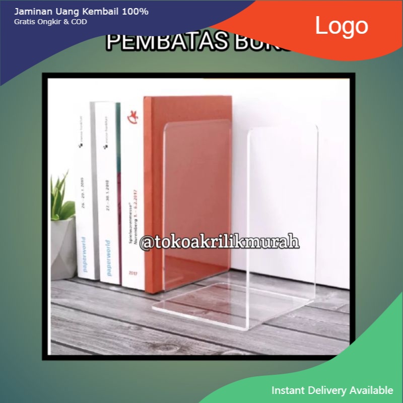 

Gratis Ongkir STAND PEMBATAS BUKU UKURAN 13x13x19CM Acrylic End Book