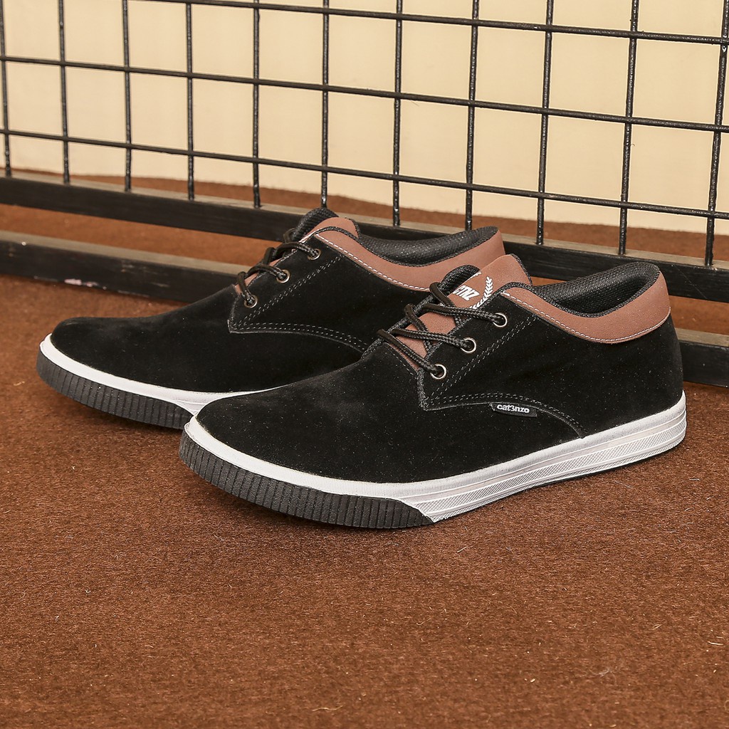 Catenzo Sepatu Sneaker Casual Pria Kulit suede Hitam / Sepatu Sneaker Terlaris