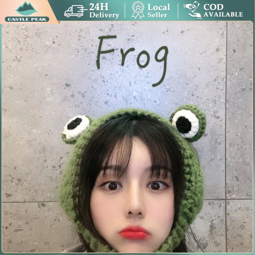 Winter Frog Hat Crochet Knitted Hat Costume Cap Women Gift Baby Anime Hat Photography Prop Party