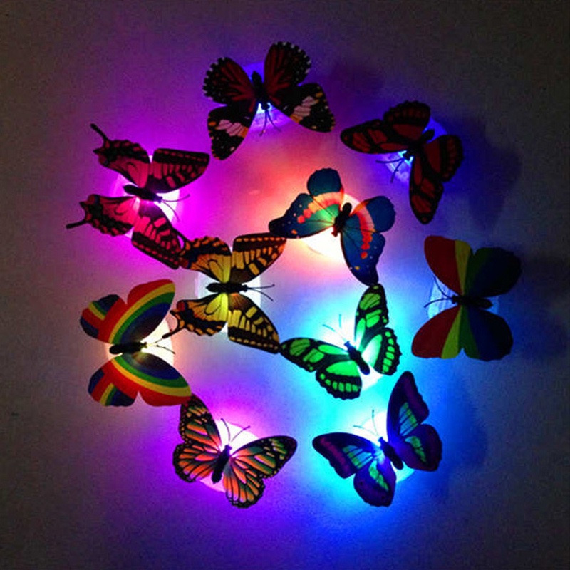 Dekorasi Kupu-kupu ，Bercahaya Lampu Malam Kecil ，LED Dapat Ditempel Lampu Malam Kecil ，Kupu-kupu-LOY