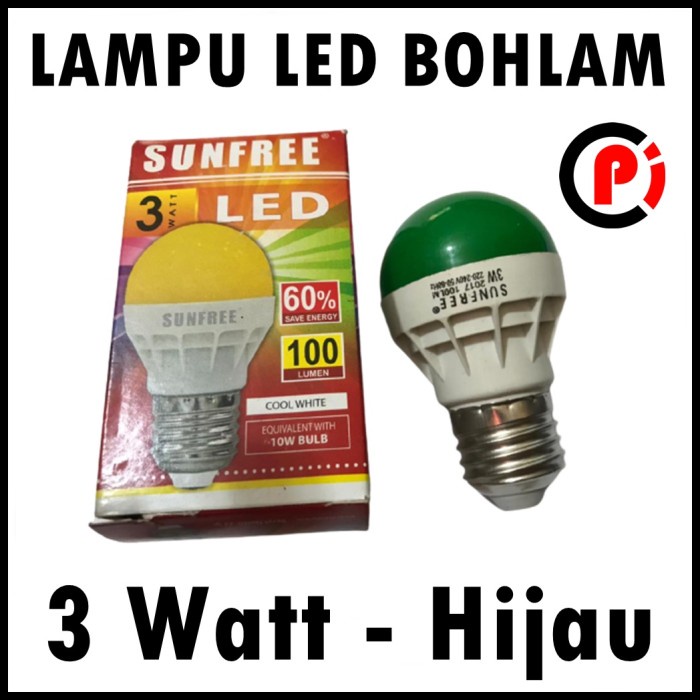 SUNFREE Bohlam Lampu LED 3 Watt Lampu Tidur Hias Warna Hijau