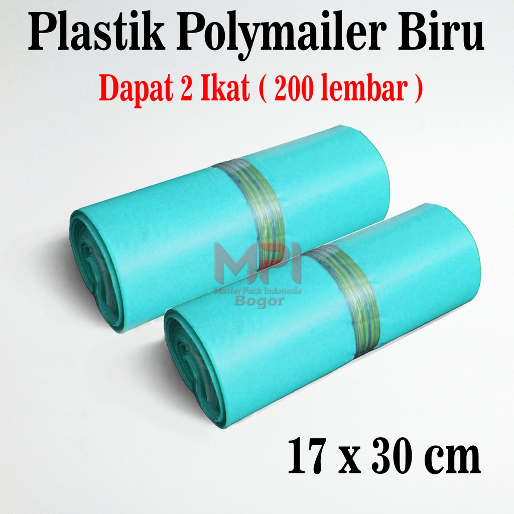 

2 IKAT [ 200 LEMBAR ] Plastik Polymailer Biru 17 x 30 cm - packaging Kantong Amplop - Master Pack Indonesia Bogor