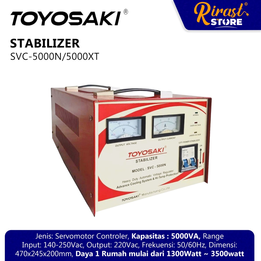 Rirast Store - TOYOSAKI Stabilizer SVC-5000N / SVC-5000XT (5000 Watt) Stavol