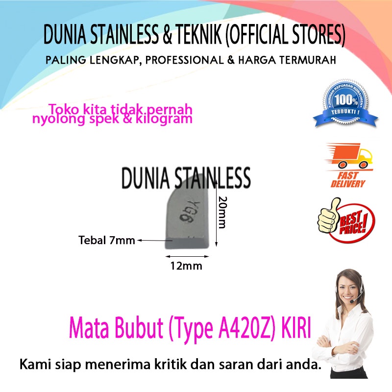 Mata Bubut A420Z (Kiri) alat alat teknik bengkel besi stainless steel
